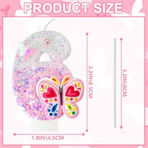 Pink Butterfly Birthday Candles for Girls and Women