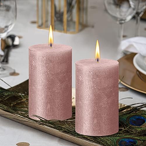 BOLSIUS Pink Shimmer Metallic Pillar Candles 4 Pack