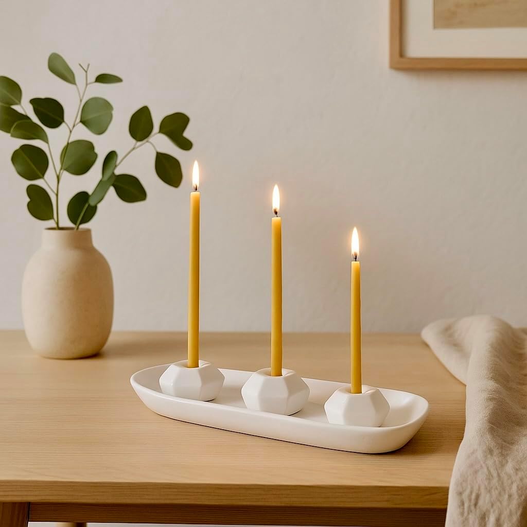 Votprof 50 Raw Beeswax Taper Candles 6 Honey Scent