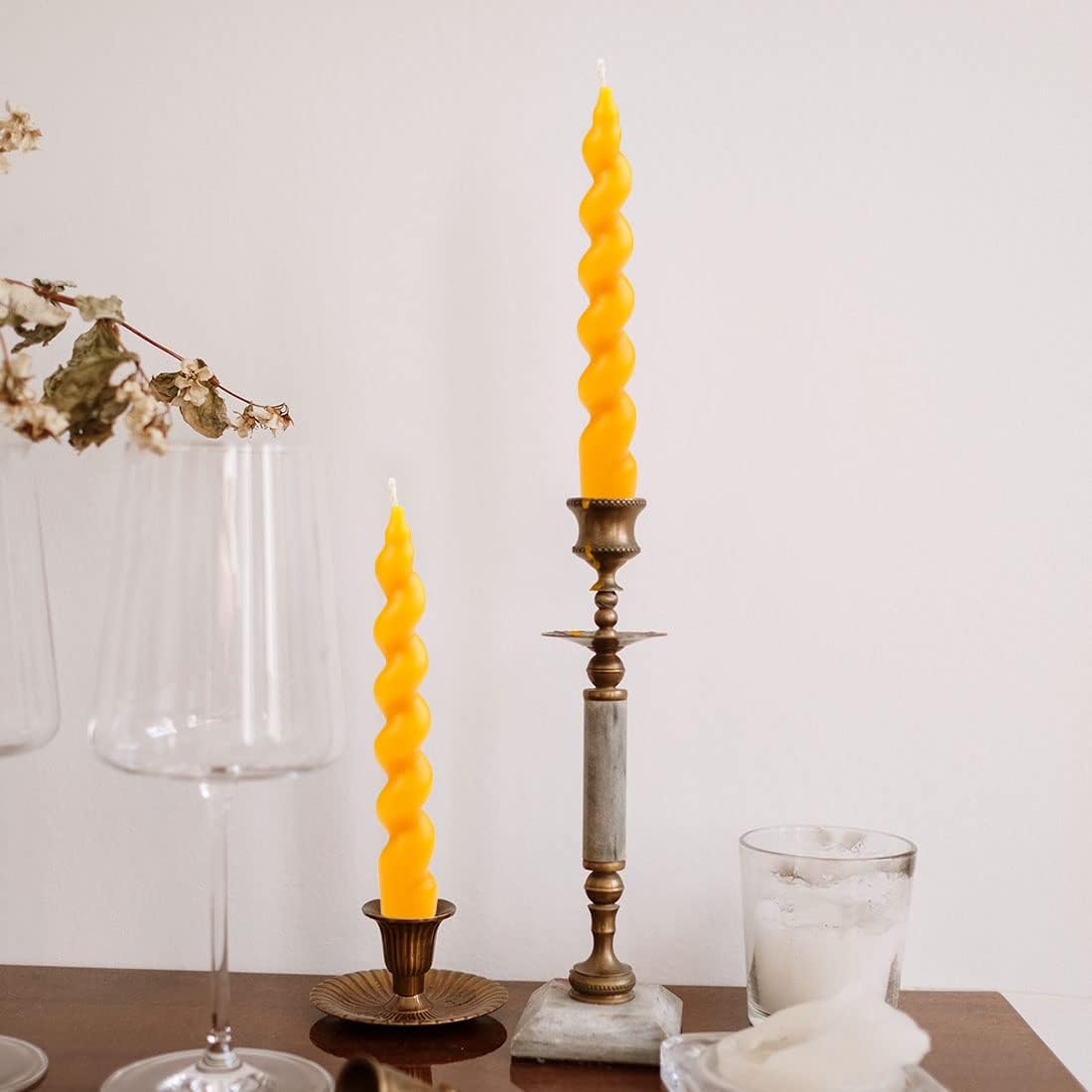 DEYBBY Spiral Beeswax Candle 7 Inch 2 Pack Taper Candles