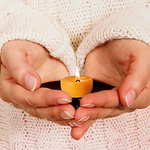 Serenibee Beeswax Tea Light Candles with Reusable Holder and Cotton Bag Set