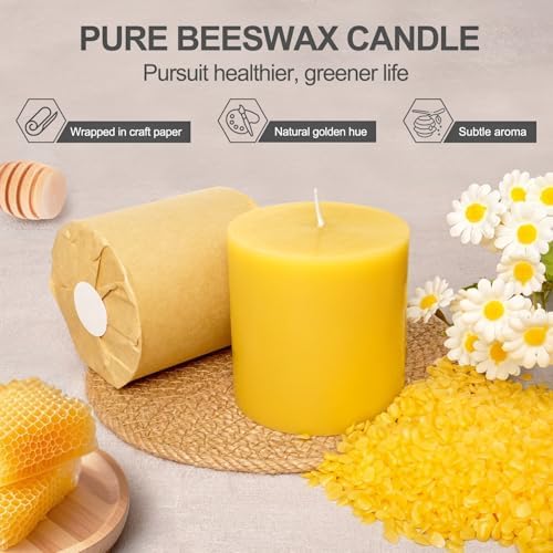 Furnizone Beeswax Pillar Candles 2 Pack 3x3in Unscented