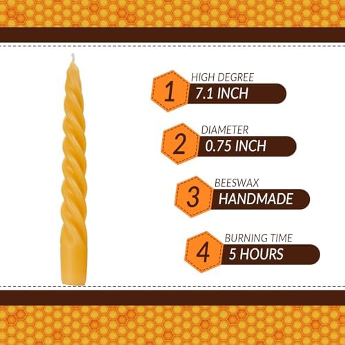 DEYBBY Spiral Beeswax Candles Set of 4