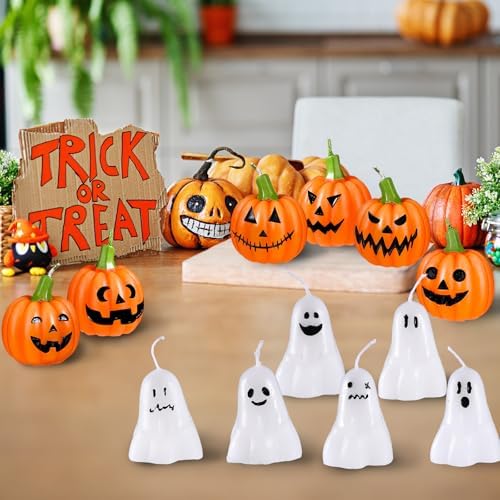 MTLEE 12 Pcs Halloween Ghost Candles Set