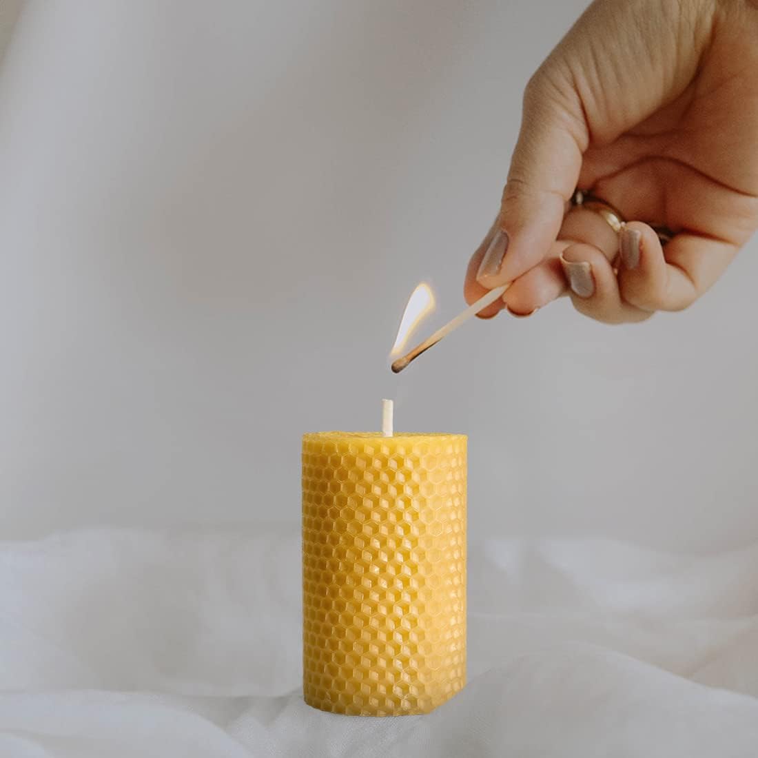 DEYBBY Beeswax Pillar Candles Set of 6 2x33 in