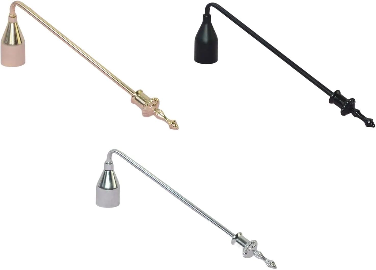 3Pcs Candle Snuffer Extinguisher with 9inch Design Black
