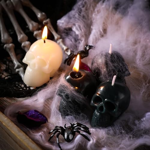 Nuanchu 8 Pcs Halloween Skull Candles Set