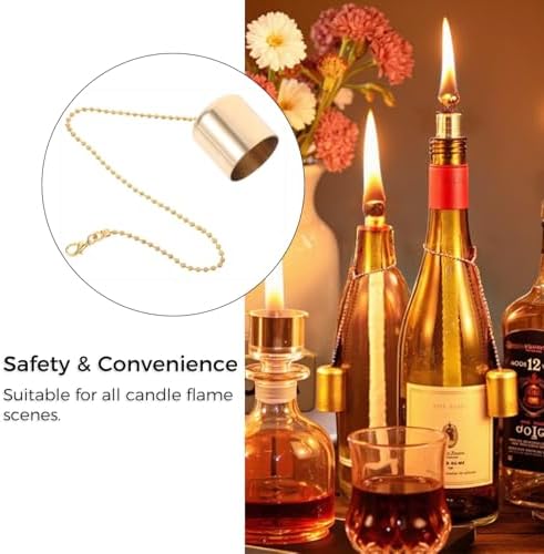 Brass Candle Snuffer Caps with Chain 8 Pcs