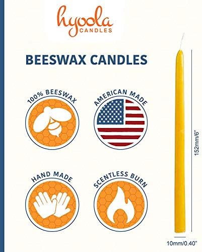 Hyoola Natural Beeswax Taper Candles 25 Pack