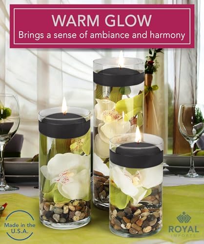 Royal Imports Black Floating Candles 3 Inch Pack of 12