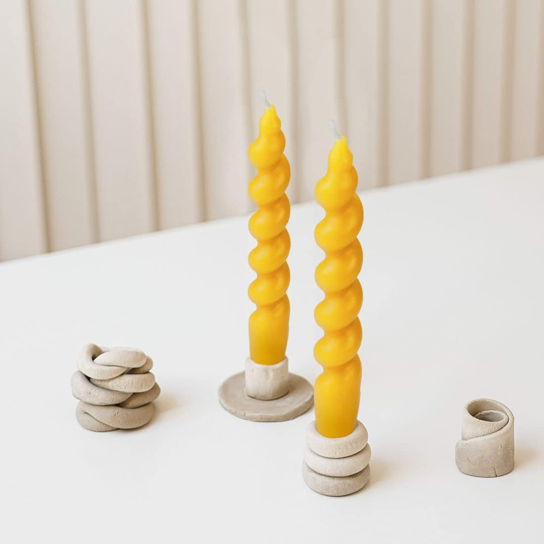 DEYBBY Spiral Beeswax Candle 7 Inch 2 Pack Taper Candles