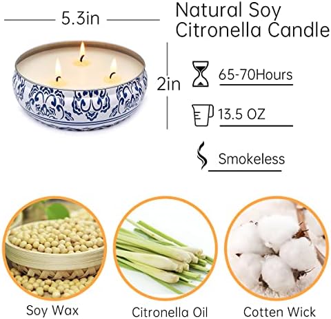 Large Citronella Candles for Outdoor and Indoor Use