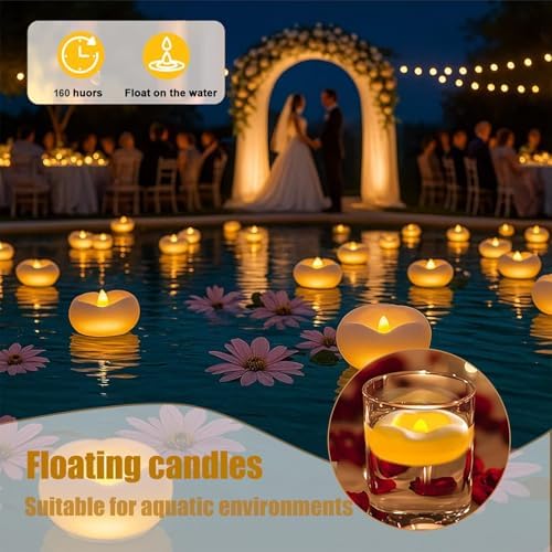 Eynshoo 12 Pack Floating Candles LED Tea Lights Waterproof
