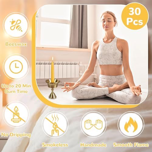 20 Min Beeswax Meditation Candles 30 Pack