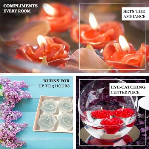 Set of 20 Gold Floating Rose Candles for Events