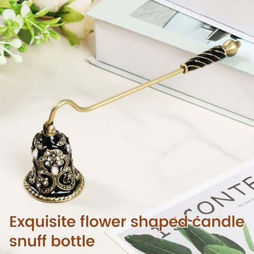 Elegant Flower Shape Candle Snuffer with Long Handle Black