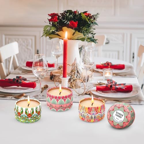 3 Pack Rose Vanilla Orange Scented Candle Set for Women Holiday Gift