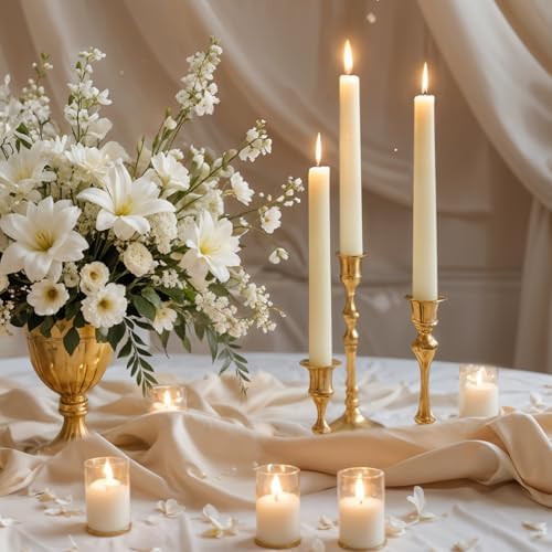 Natural Beeswax Taper Candles Pack of 4 8 Inch White 32 Hours Burn
