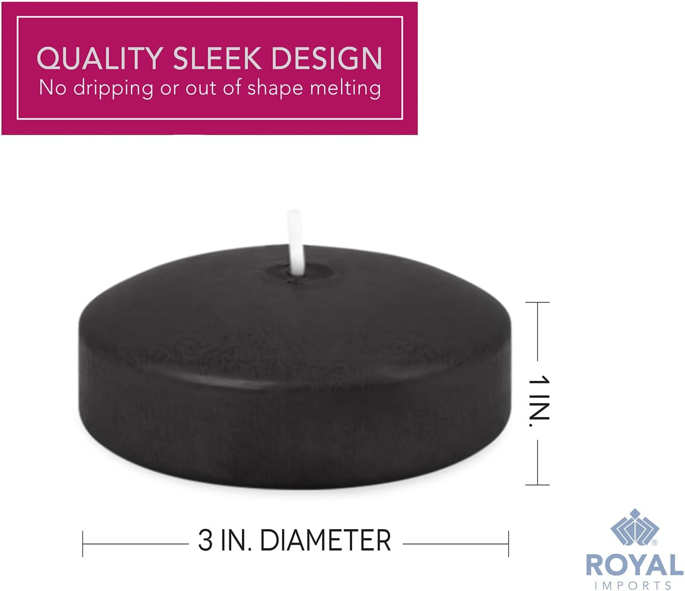 Royal Imports Black Floating Candles 3 Inch Pack of 12