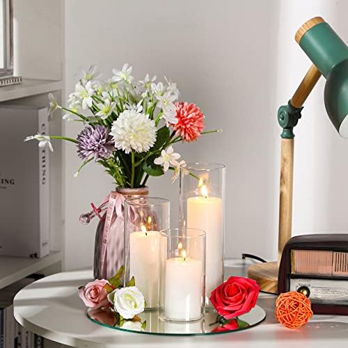 Shihanee 60 Pcs Pillar Candles and Clear Glass Vases Set