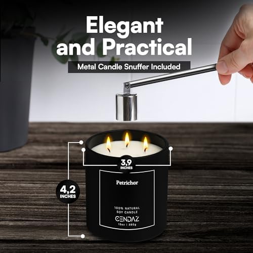 Cendaz Scented Candle with 3 Wicks and Free Snuffer
