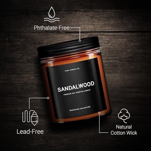 1OAK Scented Candles for Men - Sandalwood Jar Candle
