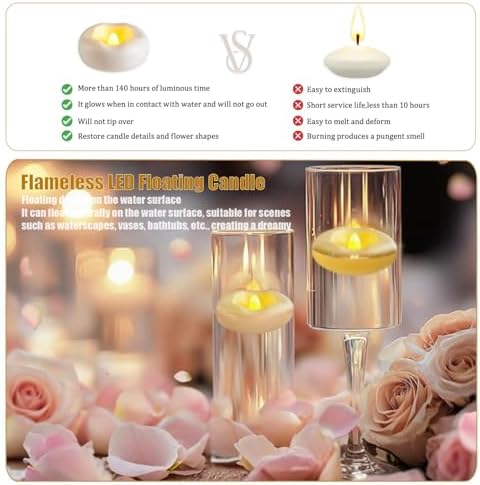 Eynshoo 12 Pack Floating Candles LED Tea Lights Waterproof