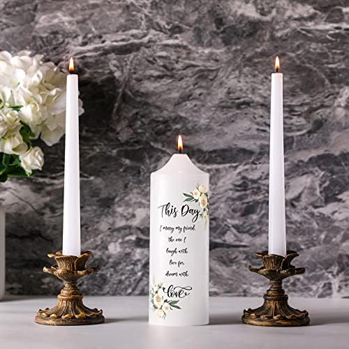 Frienda Unity Taper Candles Wedding Set With Eucalyptus Leaf