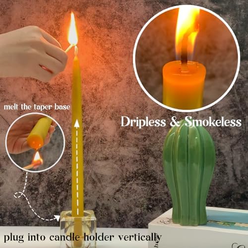 Lacaser 12 Inch Tall Beeswax Taper Candles - 4 Pack