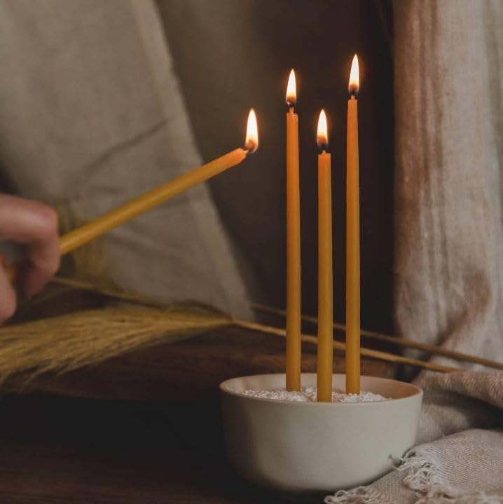 100 Pure Beeswax Taper Candles Set of 24