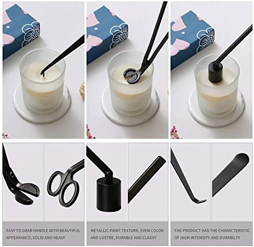 BEDOGO Flower Theme 4 in 1 Candle Accessory Set - Black