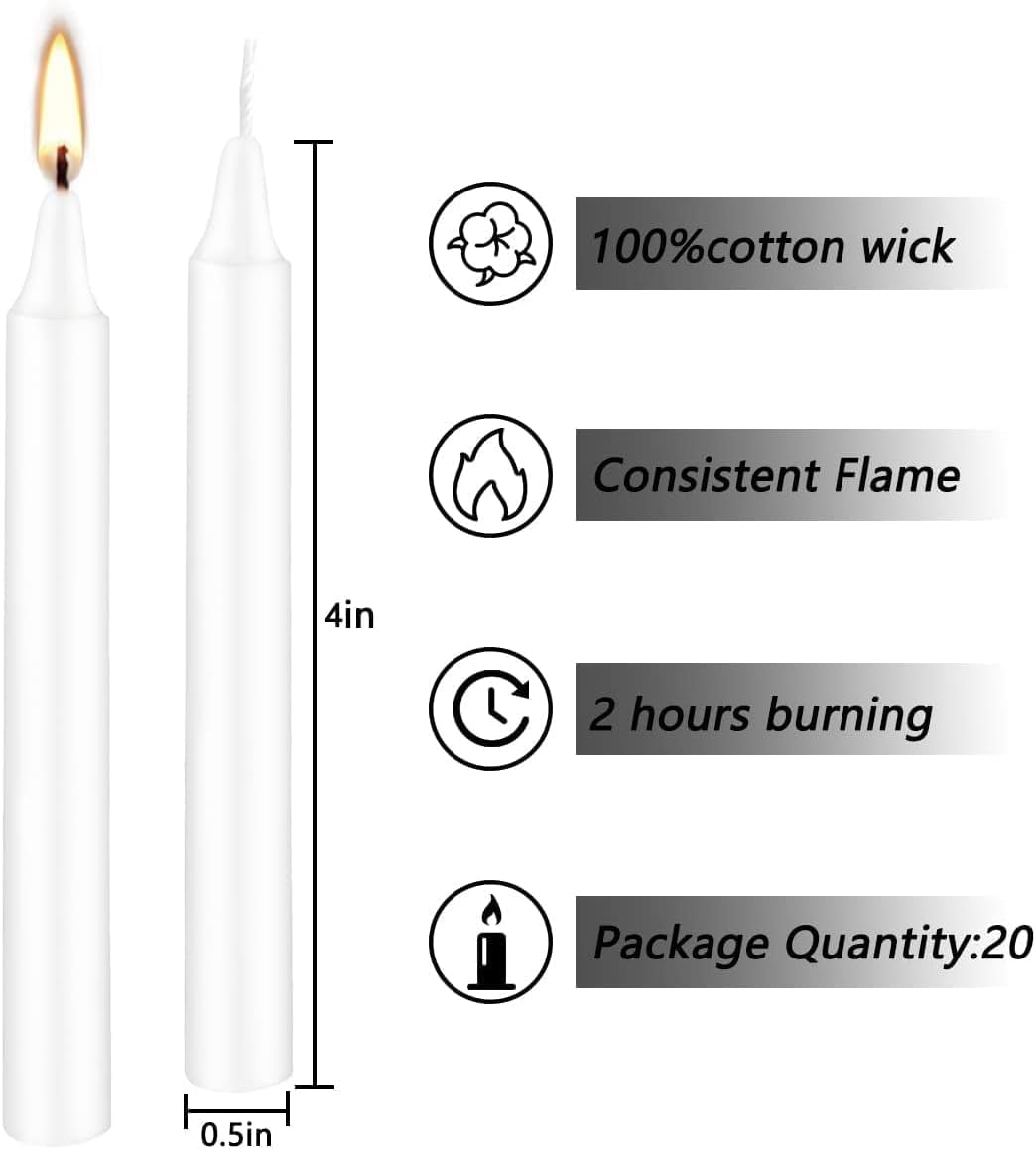 40 Piece White Spell Chime Candle Set - Premium Mini Taper Candles