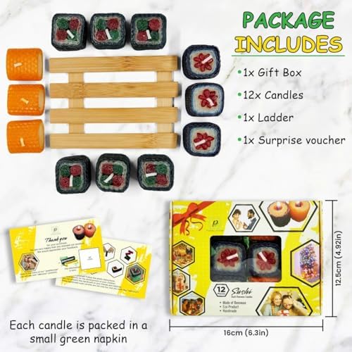 Fun Birthday Sushi Candle Gift Set 12pcs