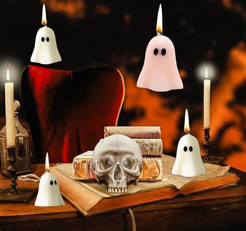 4 Piece Cute Ghost Candle Set for Halloween Decor