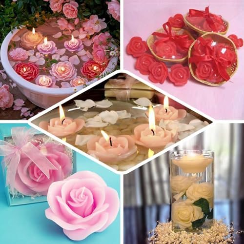 Set of 20 Gold Floating Rose Candles for Events