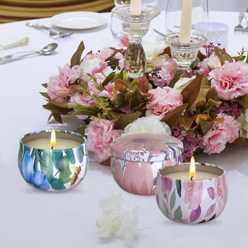 3 Pack Ladies Candles Set Rose Jasmine Magnolia Scented Jar Candles