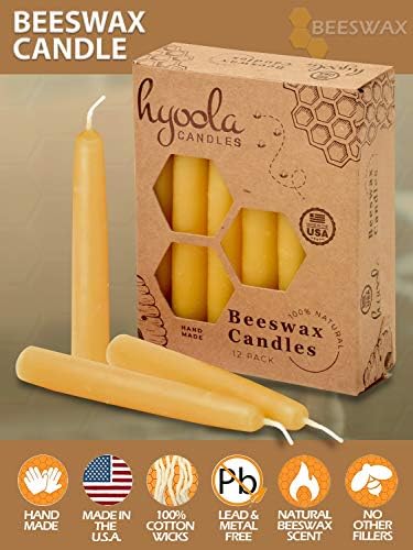 Hyoola Beeswax Tree Candles 12 Pack - Handmade in USA - Yellow