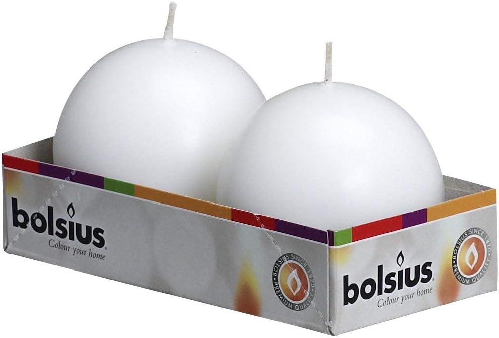 Bolsius 2 Count White Ball Candles - 275 Inch Dripless Smokeless