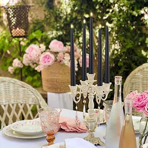 12 Piece Set of Black Cone Candles - 10 Inch Smoke-Free Burners