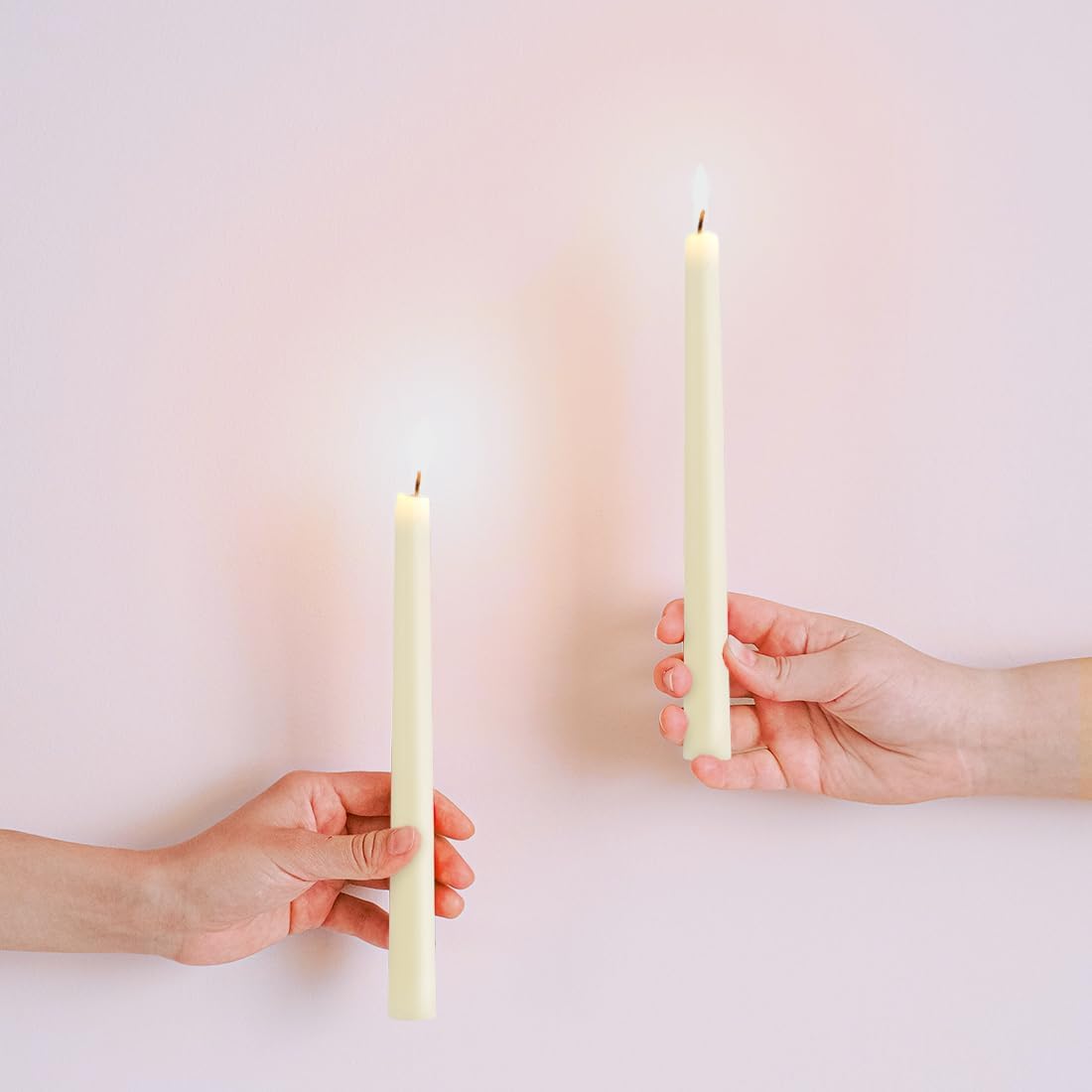 12 Inch Natural White Beeswax Taper Candles Set of 6