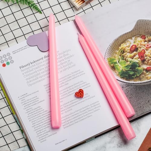 12 Pack Pink Taper Candles - 10 Inch Dripless Smokeless Unscented