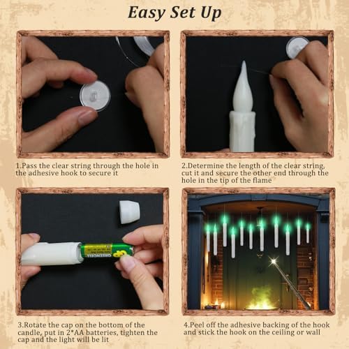 GUAOOYY Floating Candles with Wand 12PCS Flameless Halloween Decor