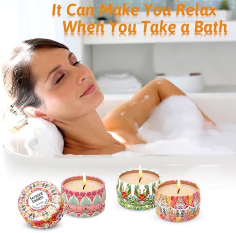 3 Pack Rose Vanilla Orange Scented Candle Set for Women Holiday Gift