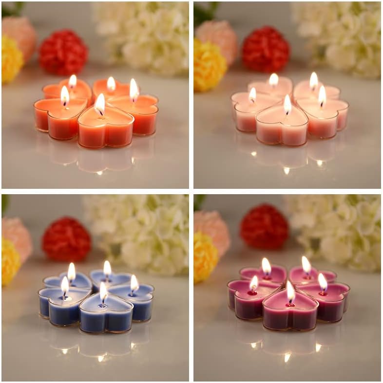 Santiyis Pink Tea Lights 9 Pack Romantic Heart Candles