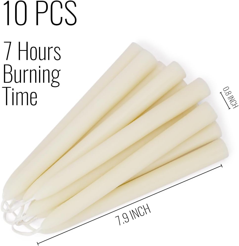 Ivory Beeswax Taper Candles Pack of 10