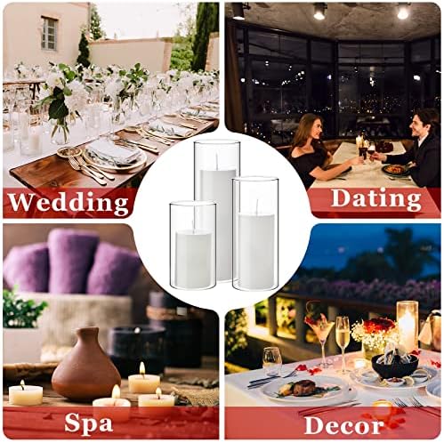 Shihanee 12 Piece Pillar Candle Set with Clear Glass Vases