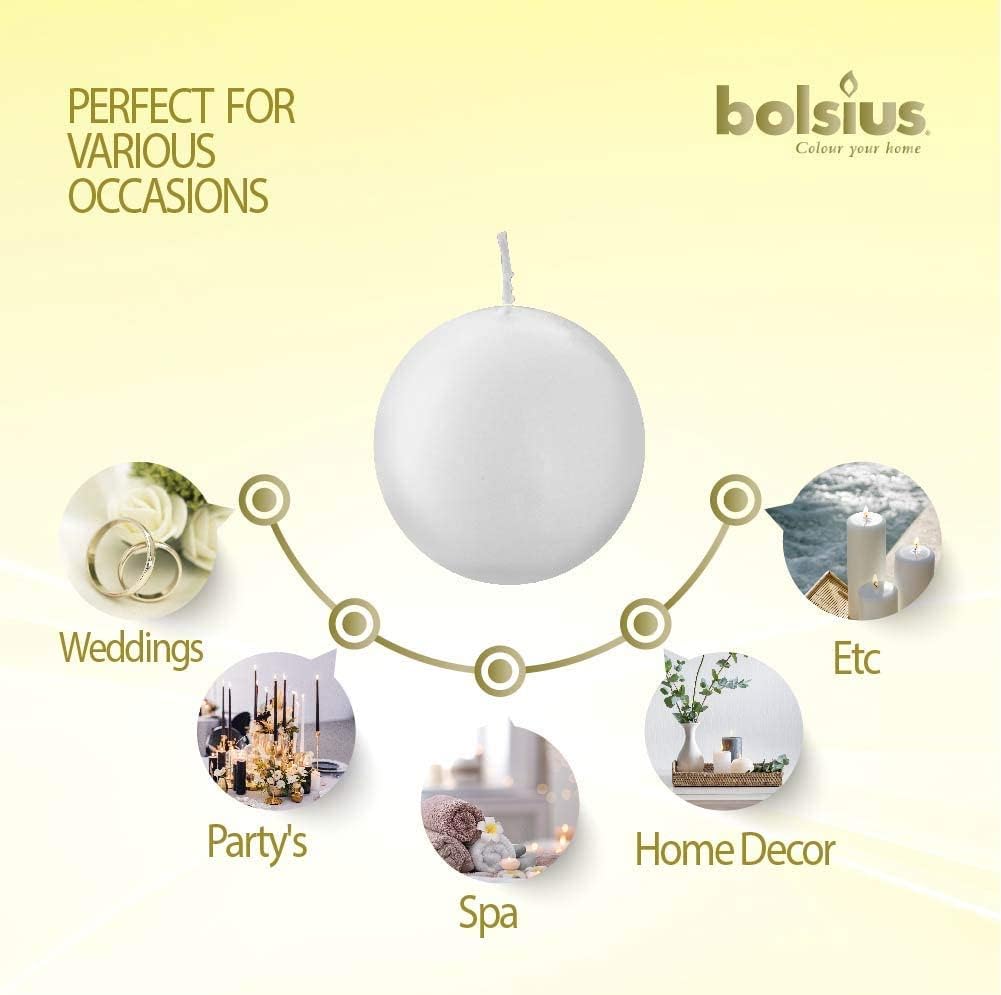 Bolsius 2 Count White Ball Candles - 275 Inch Dripless Smokeless