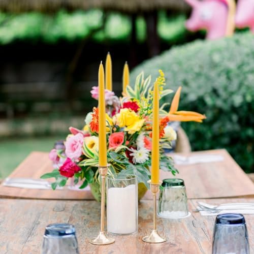 8 Inch Beeswax Taper Candles 4 Pack - Yellow