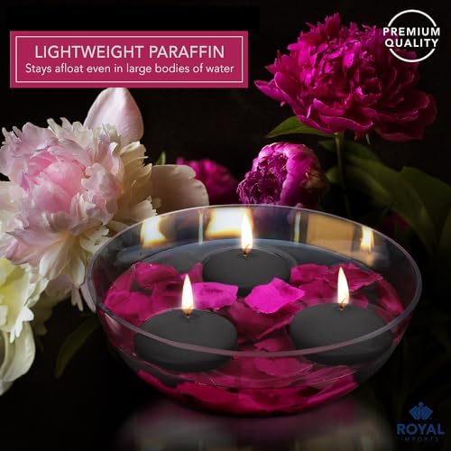 Royal Imports Black Floating Candles 3 Inch Pack of 12