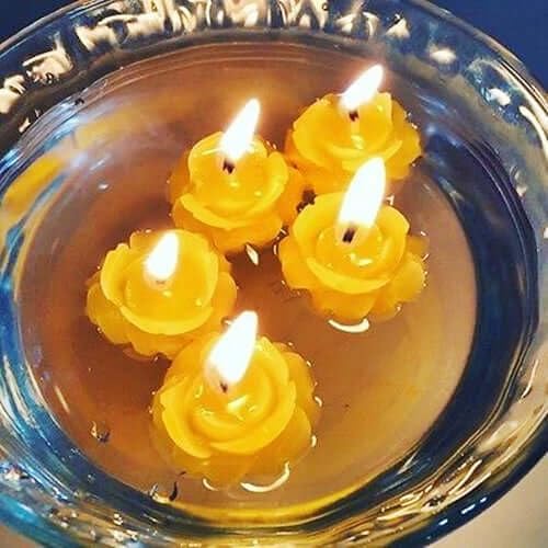 Set of 20 Gold Floating Rose Candles for Events